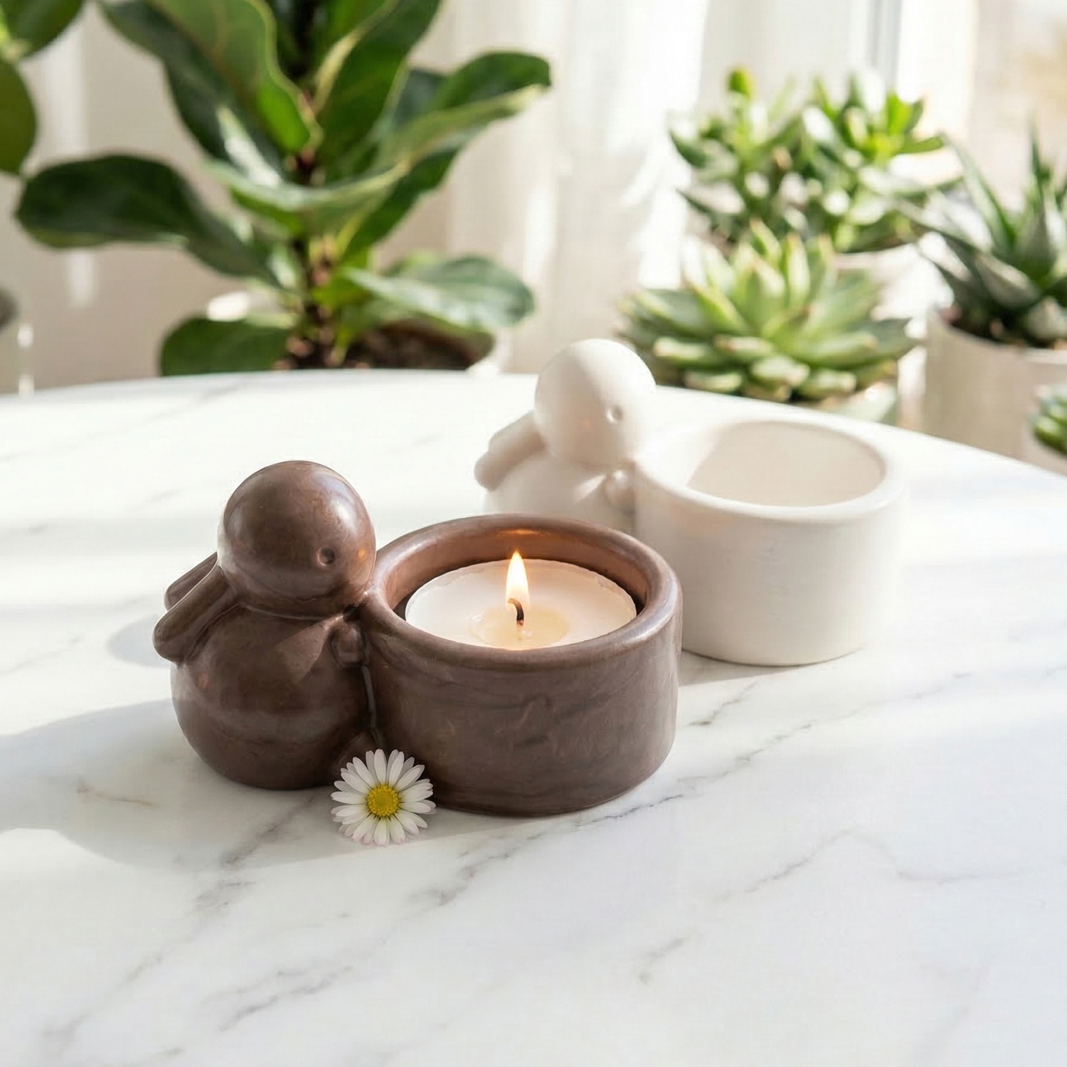 Multifunctional Bunny Candle Holder - Brown