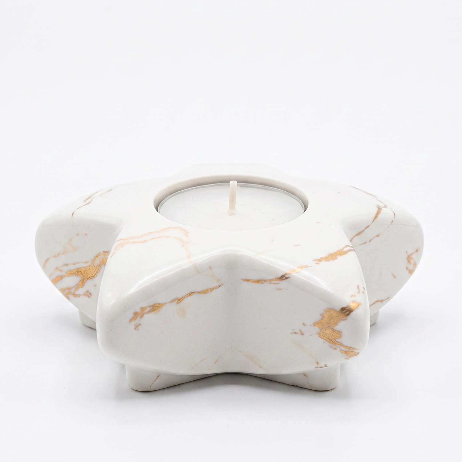 Designer Star Candle Holder - White