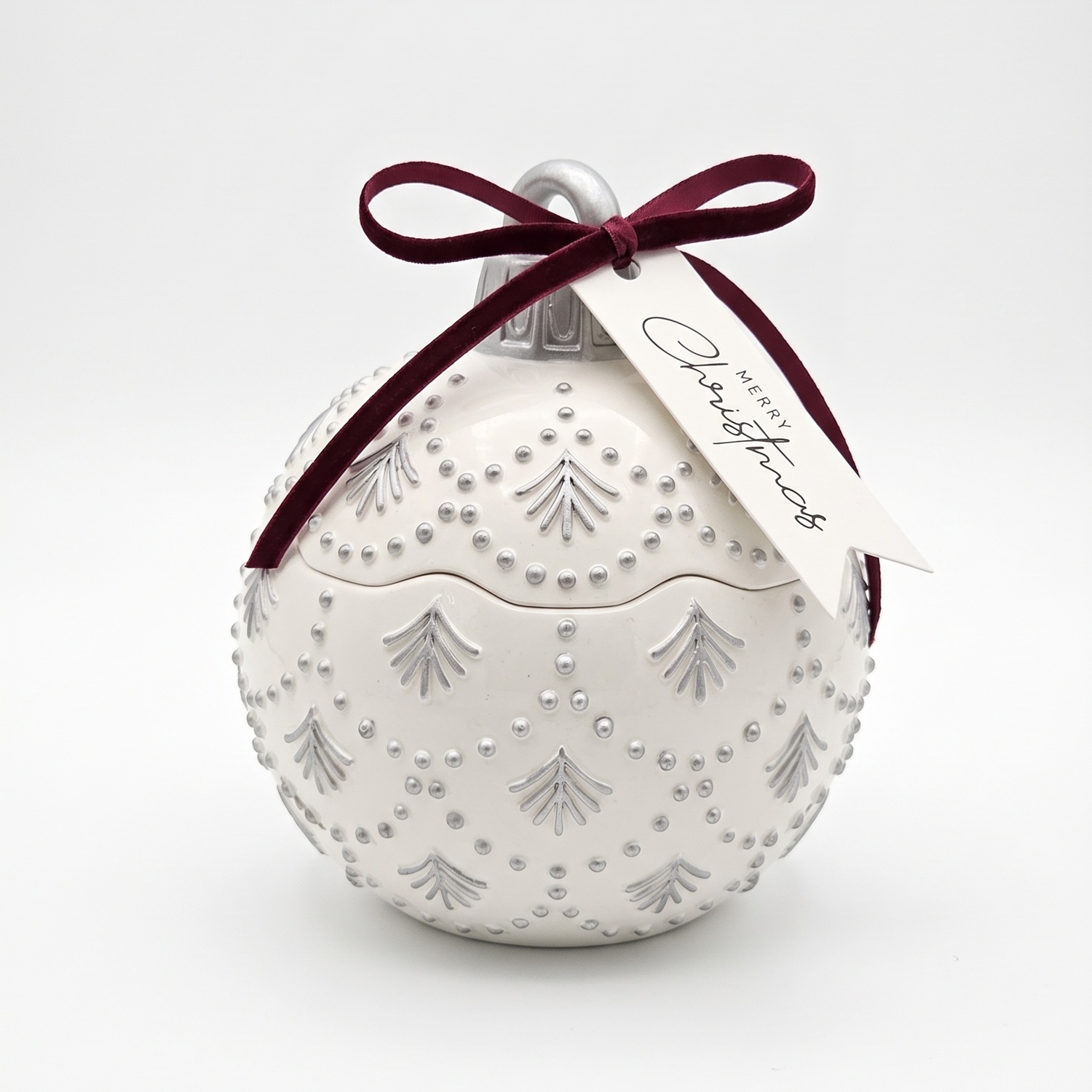 Candle Christmas Bauble Enchanted MINI - White / Silver / Winter Magic / MINI