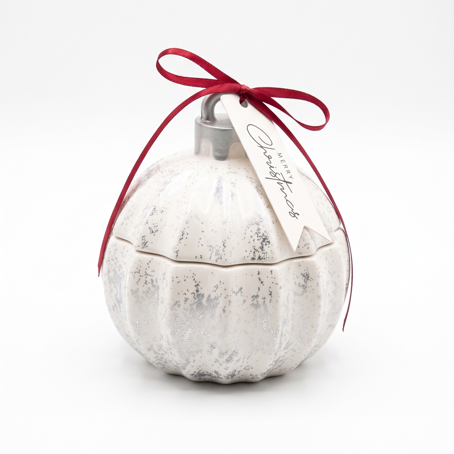 Christmas Bauble Glitter MINI Candle - White / Silver / Winter Magic