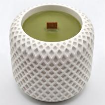Candle Mosaic - White / Olive Green / Green Leaf