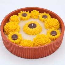 Candle Sunflower - Brick Red / Lime, Honey, Milk