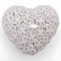 Decorative Candle Blooming Heart - Gray / Vanilla