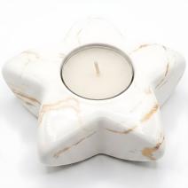 Design Candle Holder Star - White / Gold