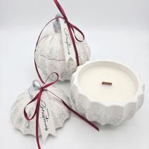 Christmas Bauble Glitter Candle - White / Silver / Winter Magic