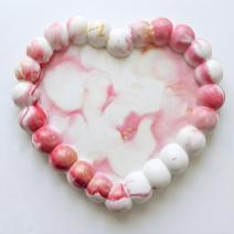 Design tray Pearl Heart - White / Pink / Gold