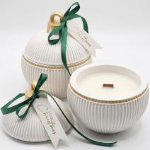 Christmas Bauble Elegance Candle - White / Gold / Winter Magic