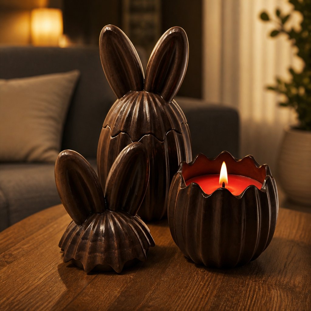 Choco Bunny Candle - Brown / Cherry, Almond