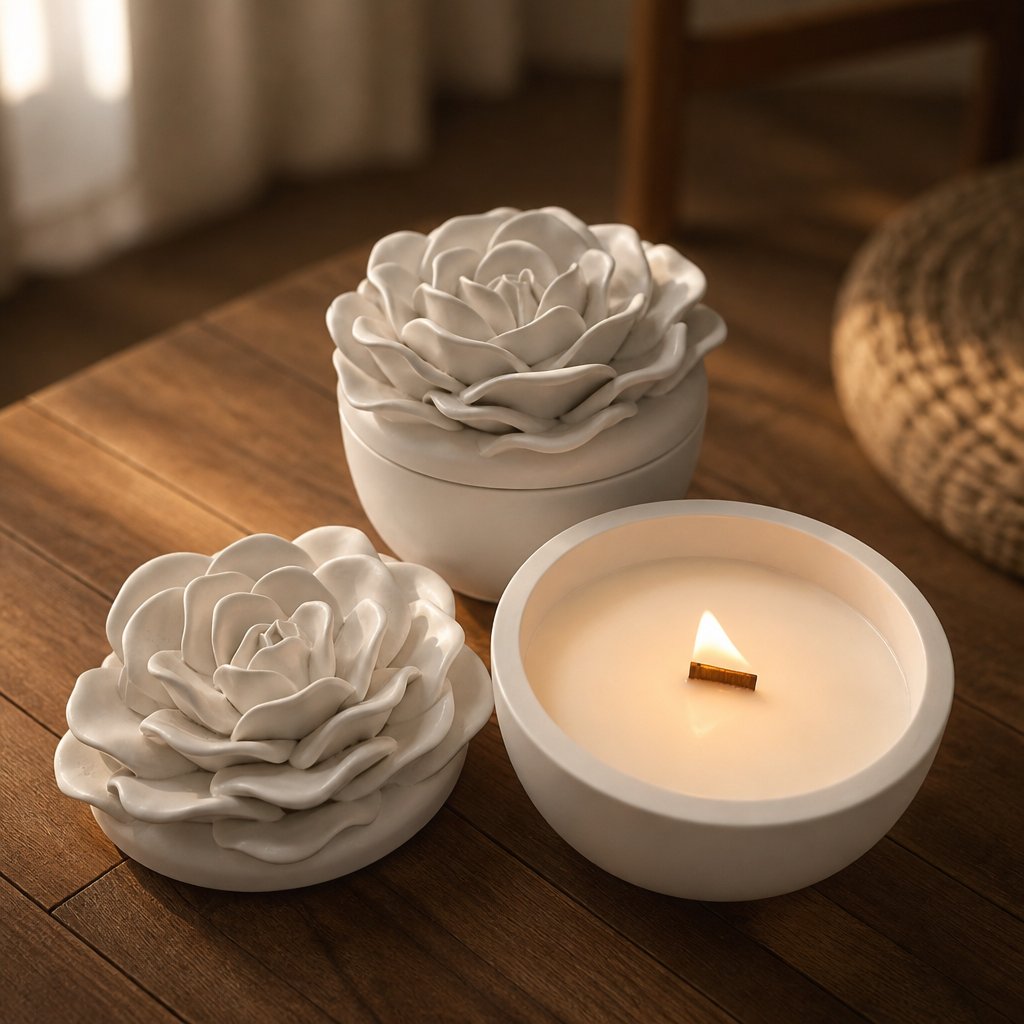 Candle Little Rose - White/Lemongrass, Ginger