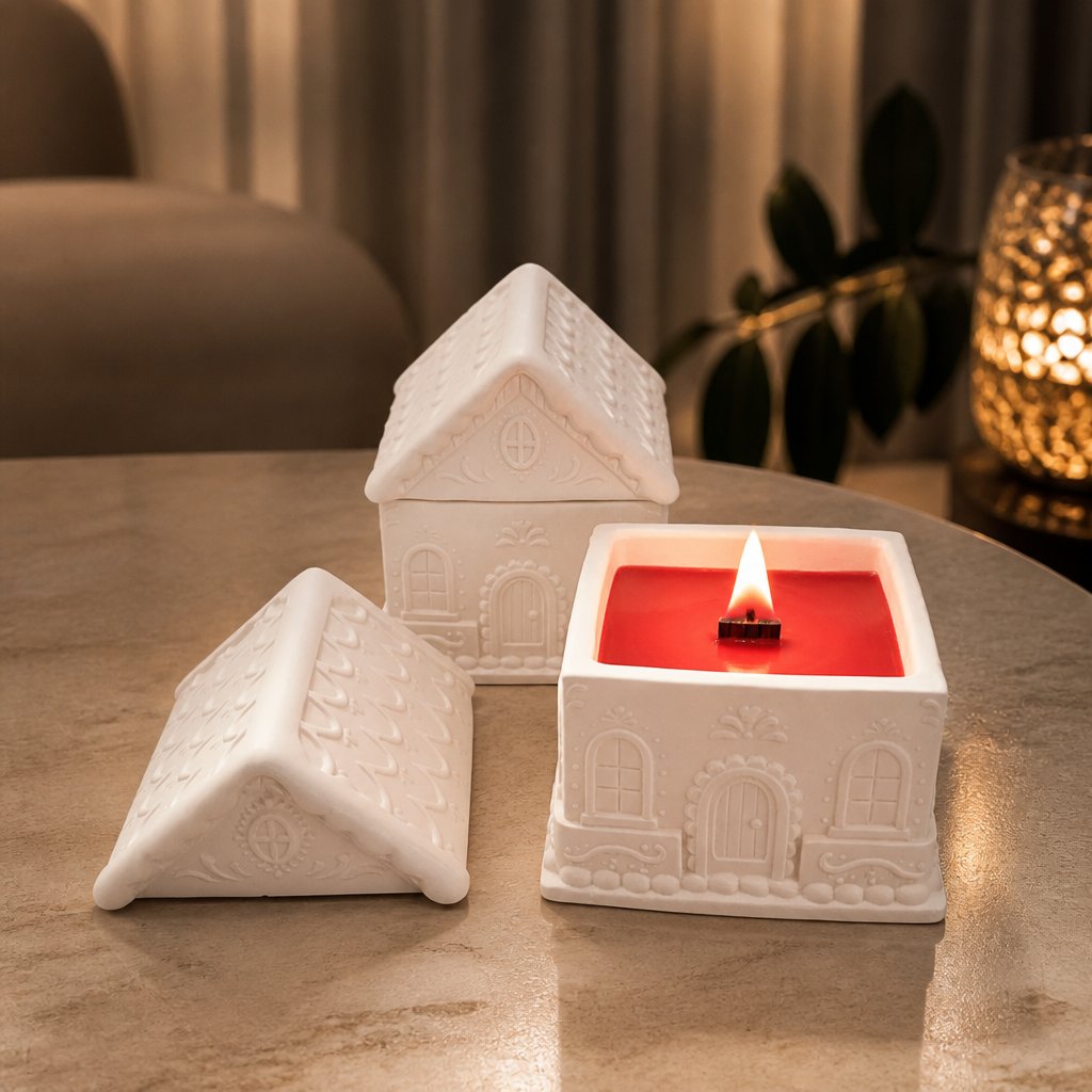 House Candle - White / Strawberry, Rhubarb