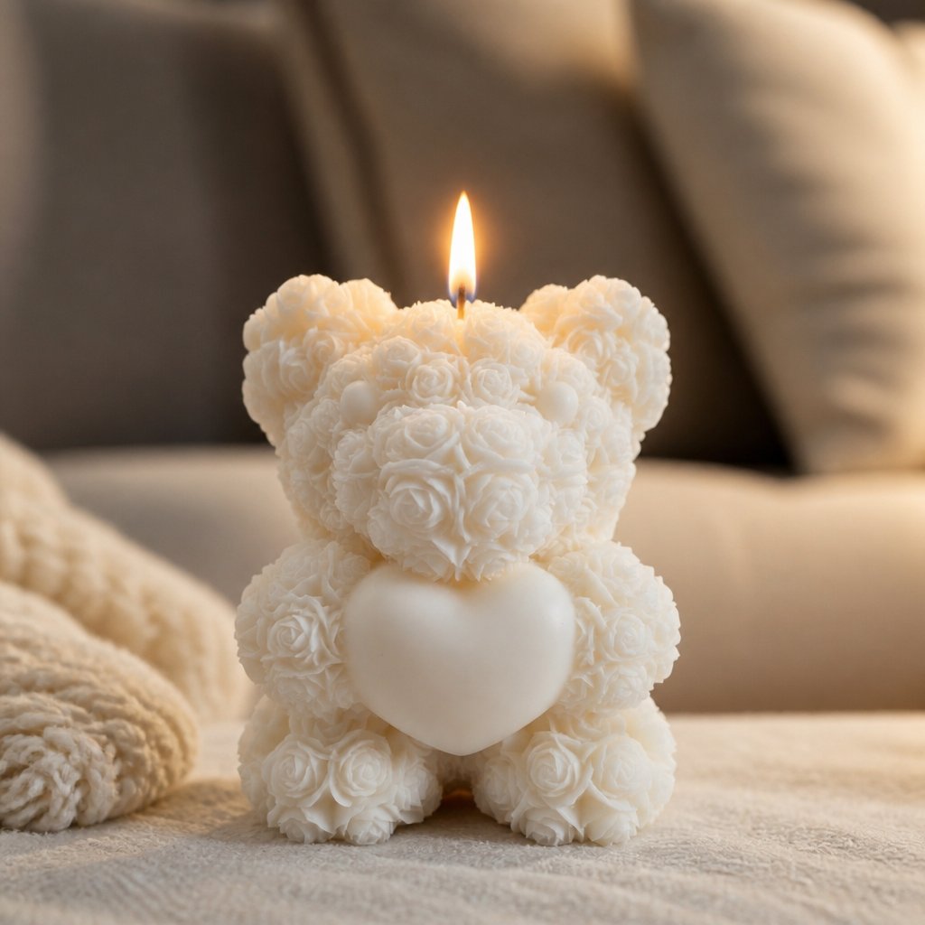 Candle Medium Bear - White / Coconut