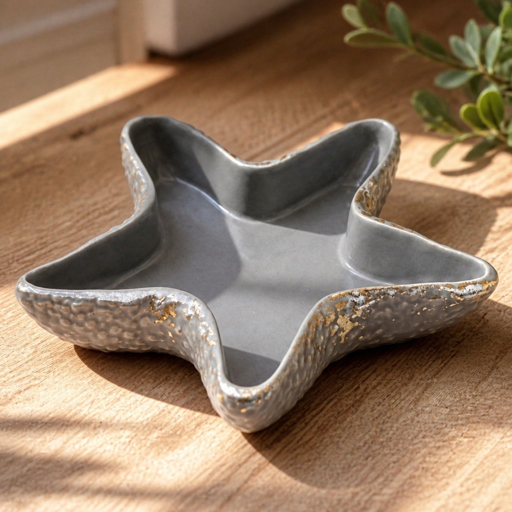 Designer Starfish Bowl - Grey / Gold