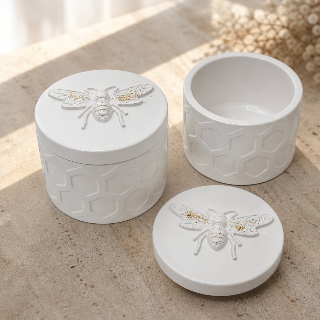 Bee Container - White / Gold