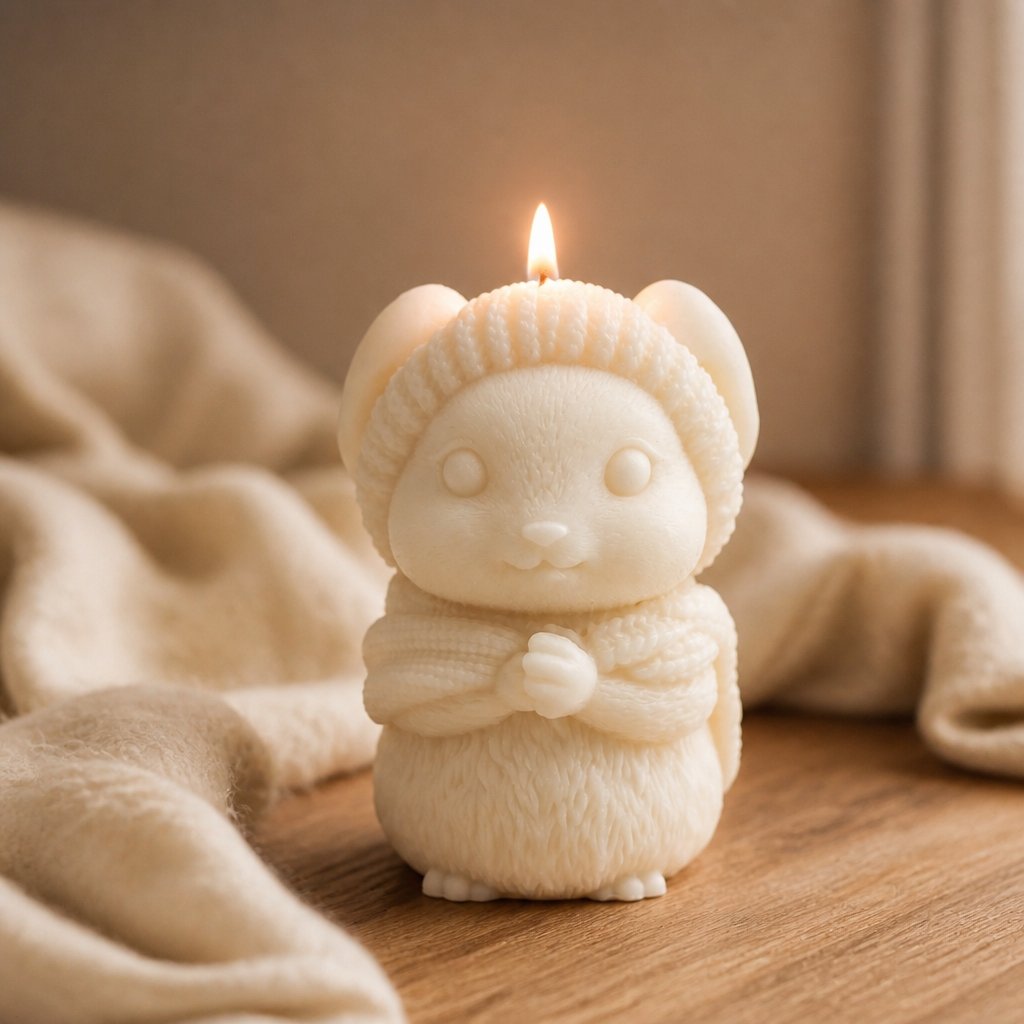 Candle Winter Bunny - White / Coconut
