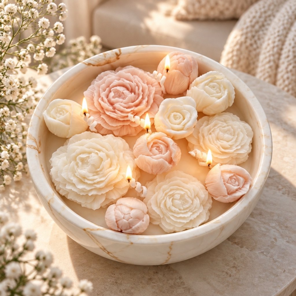 Candle Blooming Marble - White / Gold / Lime, Basil, Mandarin